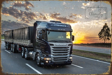 Tablica Ozdobna Blacha Truck Scania On The Road Retro Vintage