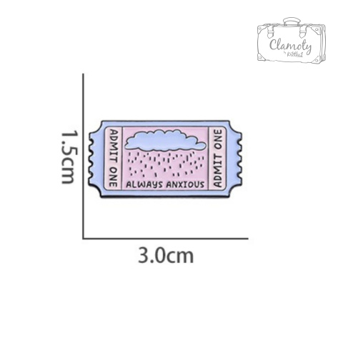 Metalowa Przypinka Bilet Always Anxious Pin