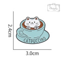 Metalowa Przypinka Kot Kubek Catpuccino Coffee Kawa Cat Pin