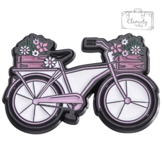Metalowa Przypinka Różowy Rower Z Koszem Kwiatów Pin