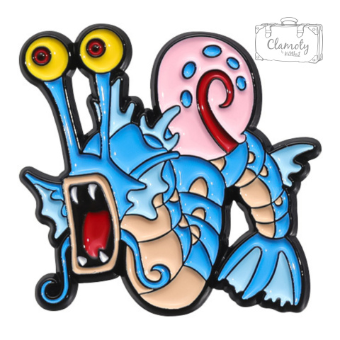 Metalowa Przypinka Pokemon Spongebob Gyarados Gacuś Gary Pin