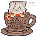 Metalowa Przypinka Kot W Kubku Espresso Patronum Harry Potter Pin