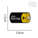 Metalowa Przypinka Bateria Stay Positive Bądź Pozytywny Pin