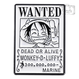 Metalowa Przypinka One Piece Plakat Wanted Monkey D Luffy Pin