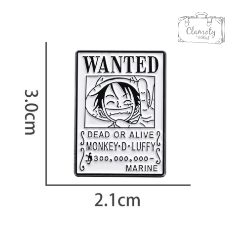 Metalowa Przypinka One Piece Plakat Wanted Monkey D Luffy Pin