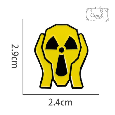 Metalowa Przypinka Znak Promieniowanie Maska Krzyk Pin