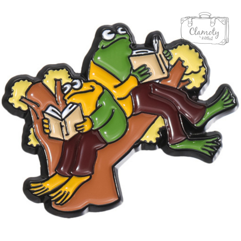 Metalowa Przypinka Czytające Żaby Na Drzewie Frog And Toad Pin