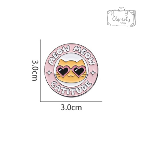 Metalowa Przypinka Kot W Okularach Meow Meow Catitude Pin