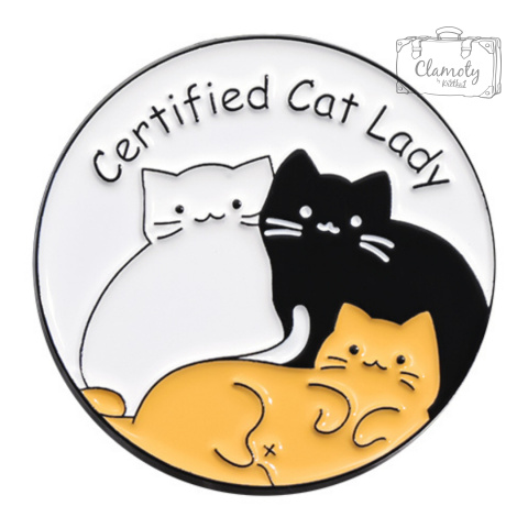 Metalowa Przypinka Koty Certified Cat Lady Kocia Mama Pin