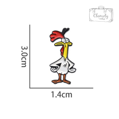 Metalowa Przypinka Krowa I Kurczak Kreskówka Pin