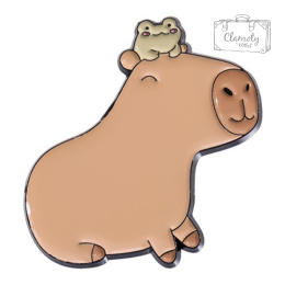 Metalowa Przypinka Kapibara I Żaba Capybara And Frog Pin