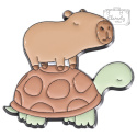 Metalowa Przypinka Kapibara I Żółw Capybara Turtle Pin