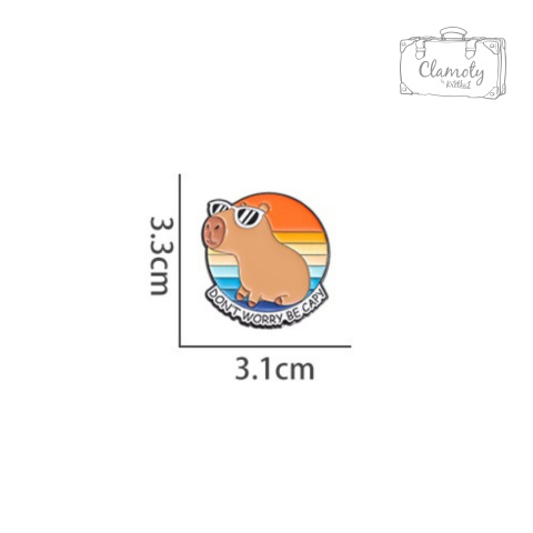 Metalowa Przypinka Kapibara W Okularach Don't Worry Be Cappy Pin