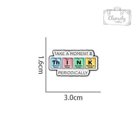 Metalowa Przypinka Napis Think Chemia Układ Okresowy Pierwiastków Pin