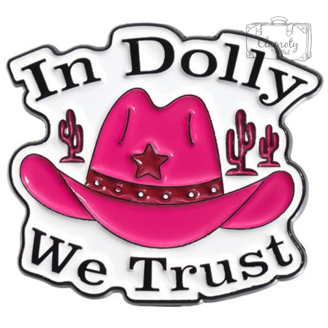 Metalowa Przypinka Kapelusz Kowbojski In Dolly We Trust Western Pin