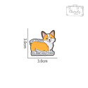 Metalowa Przypinka Pies Welsh Corgi Napis Life Is Short Pin