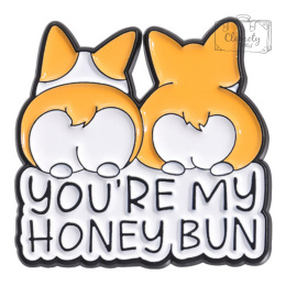 Metalowa Przypinka Pies Welsh Corgi You're My Honey Bun Pin