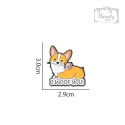 Metalowa Przypinka Piesek Welsh Corgi Z Różą I Woof You Pin