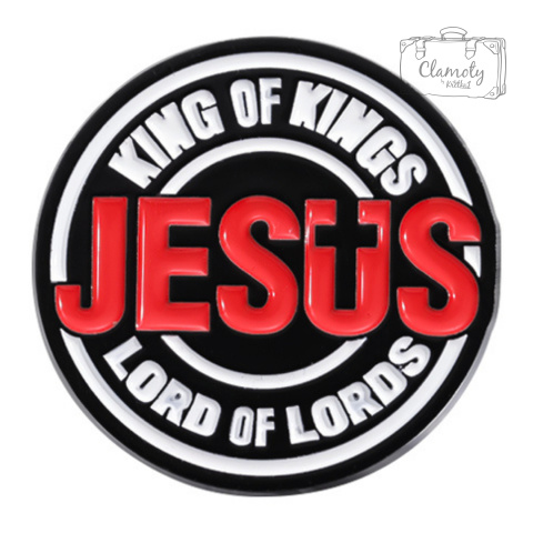 Metalowa Przypinka Jesus King Of Kings Jezus Król Królów Pin