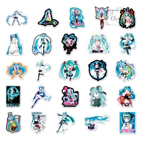 Zestaw Naklejek Wlepki StickerBomb Piosenkarka Hatsune Miku N530