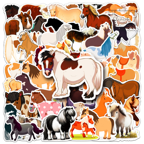 Zestaw Naklejek Wlepki StickerBomb Konie Horse Koń Kucyk Kucyki N505