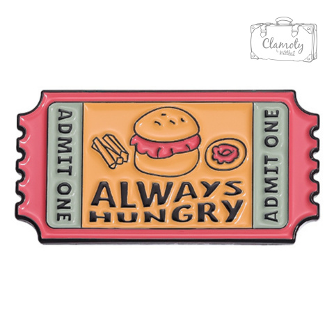 Metalowa Przypinka Bilet Always Hungry Hamburger Pin