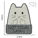 Metalowa Przypinka Kot Środkowy Palec Not Today Satan Pin