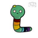 Metalowa Przypinka Kolorowa Dżdżownica Rainbow Worm Pin