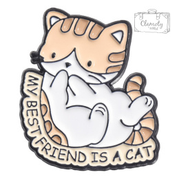 Metalowa Przypinka Rudy Kot My Bestfriend Is A Cat Kot Przyjaciel Pin