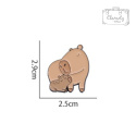 Metalowa Przypinka Kapibara Mama Baby Capybara Pin