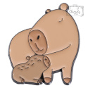 Metalowa Przypinka Kapibara Mama Baby Capybara Pin