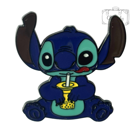 Metalowa Przypinka Siedzący Stitch Z Napojem Lilo I Stitch Pin