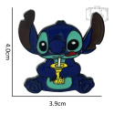 Metalowa Przypinka Siedzący Stitch Z Napojem Lilo I Stitch Pin