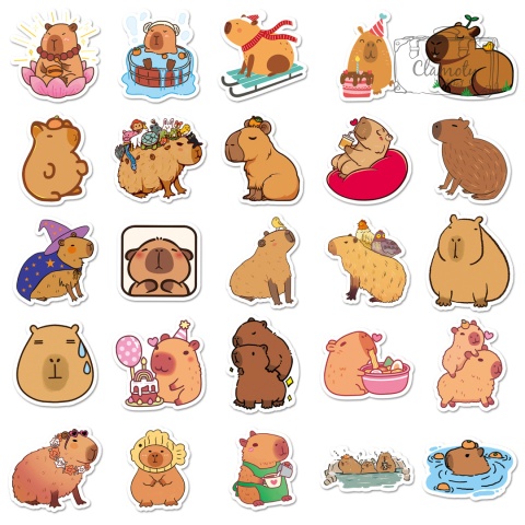 Zestaw Naklejek Wlepki StickerBomb Kapibara Capibara Animal N605