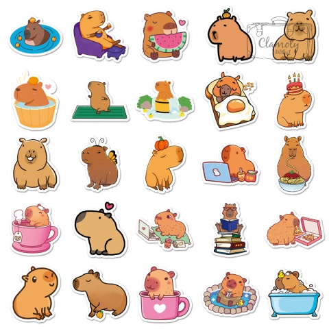 Zestaw Naklejek Wlepki StickerBomb Kapibara Capibara Animal N605