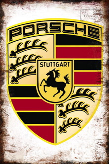 Tablica Ozdobna Blacha 20x30 cm Porsche Znaczek Logo Retro Vintage