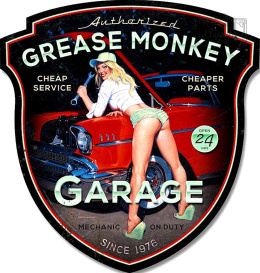 Tablica Tabliczka Grease Monkey Girl Garage Blacha Ozdobna