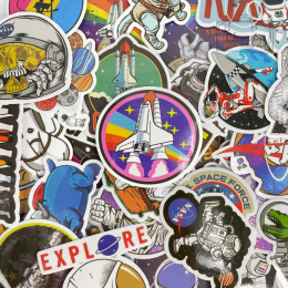 Zestaw Naklejek Sticker Bomb Wlepki Rakiety Kosmos 50szt n101