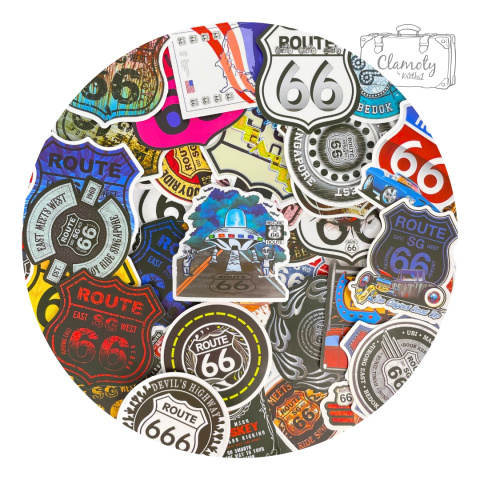 Zestaw Naklejek Sticker Bomb Wlepki Droga Route 66 50 szt n100