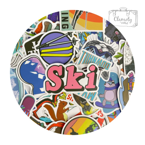 Zestaw Naklejek Sticker Bomb Wlepki Narty Ski Snowboard 50szt n87