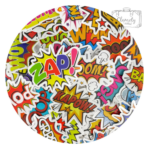 Zestaw Naklejek Sticker Bomb Wlepki Napisy Boom Bam 50 szt n81