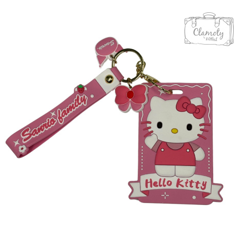 Identyfikator Na Karte Na Dokument Holder Róż Hello Kitty Gumowy