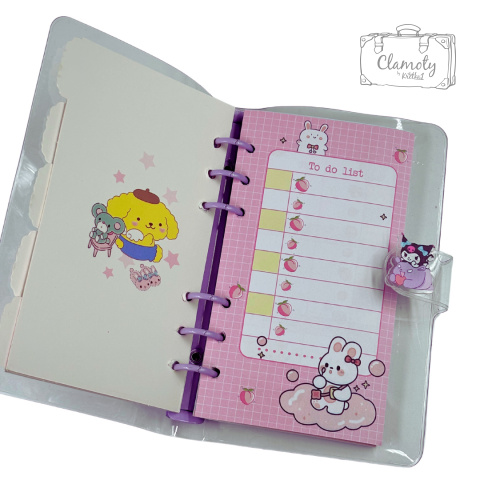 Kołozeszyt Planner Kolorowy Kuromi Fioletowy Cookie Kawaii Japan