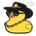 Metalowa Przypinka Kaczka Kowboj Z Łancuchem Western Duck Pin