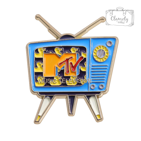 Metalowa Przypinka Telewizor Z Anteną Telewizja MTV Retro Pin