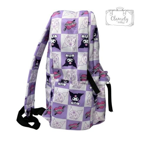 Plecak Szkolny Kuromi Serca Fioletowa Kratka Kawaii Japan