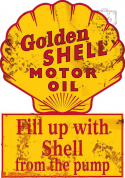 Tablica Tabliczka Golden Shell Premium Motor Oil Paliwo Blacha Ozdobna