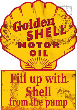 Tablica Tabliczka Golden Shell Premium Motor Oil Paliwo Blacha Ozdobna