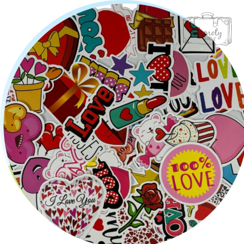 Zestaw Naklejek Wlepki StickerBomb Mix Szminka Love Kiss Serce N593