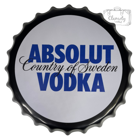 Kapsel Blaszany 40CM Logo Absolut Vodka Sweden Dekoracja Na Ścianę